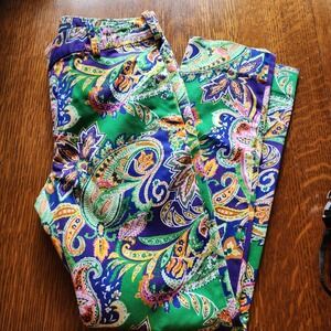 Ralph Lauren Sport Paisley Chino Women's Cropped Floral Pant Size 4 Posh Glam